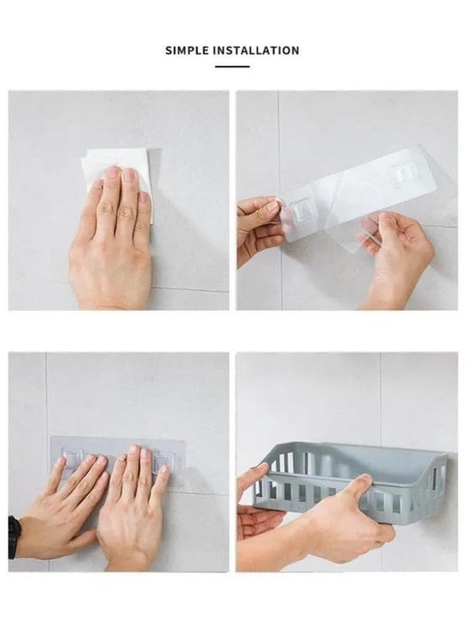 Copelle No Drilling Plastic Rectangular Multipurpose Wall Shelves: Self-Adhesive Storage Rack for Bathroom - Strong and Colorful Wall Holder (26cm x 13cm x 9cm) (Pack of 2) - Image 4